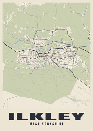 Ilkley Street Map Poster