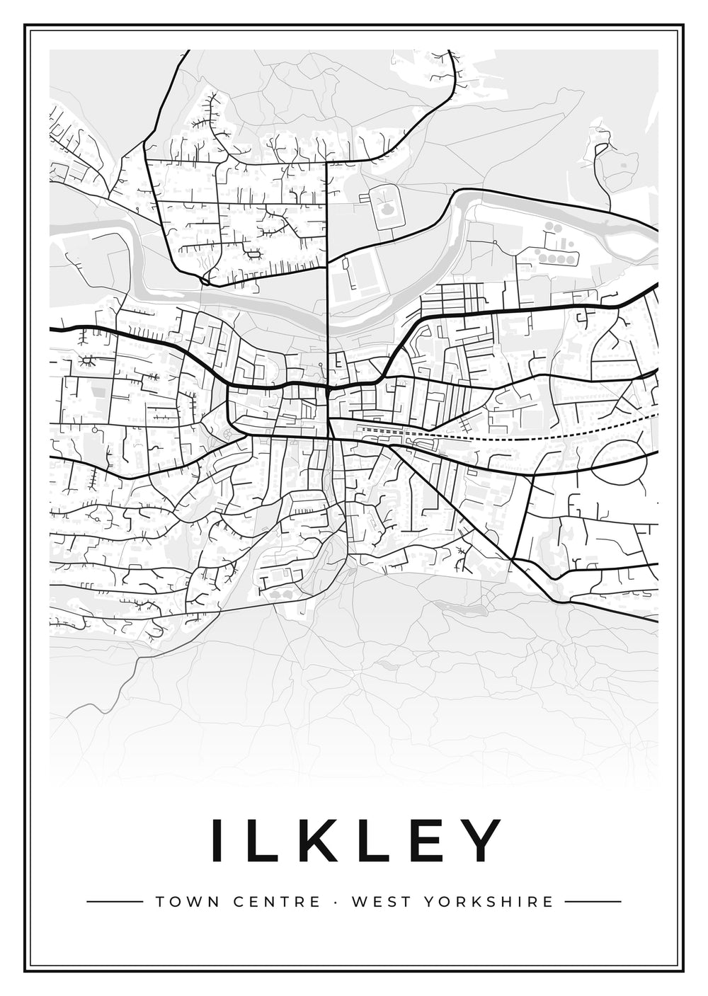 Ilkley Town Centre Street Map Poster
