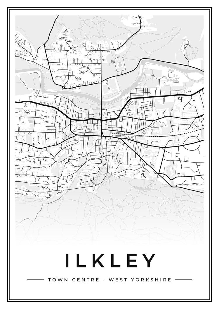 Ilkley Town Centre Street Map Poster