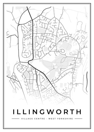 Illingworth Village Centre Street Map Poster