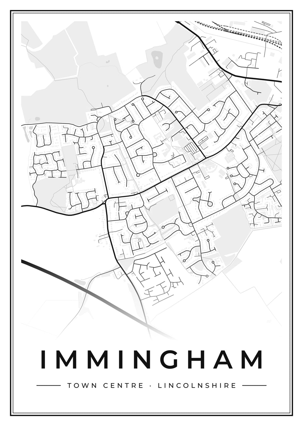 Street map poster of Immingham town centre, Lincolnshire