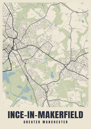 Ince-in-Makerfield Street Map Poster