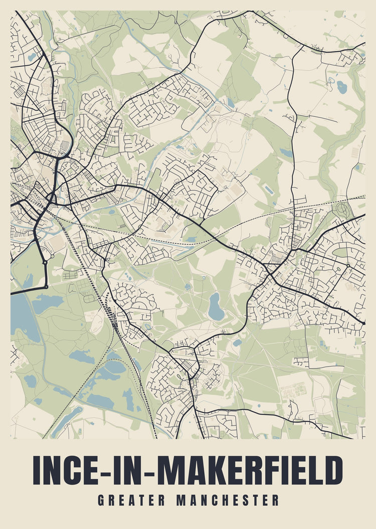 Ince-in-Makerfield Street Map Poster