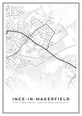 Street map poster of Ince-in-Makerfield town centre, Greater Manchester