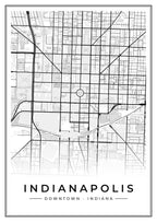 Street map poster of downtown Indianapolis, Indiana