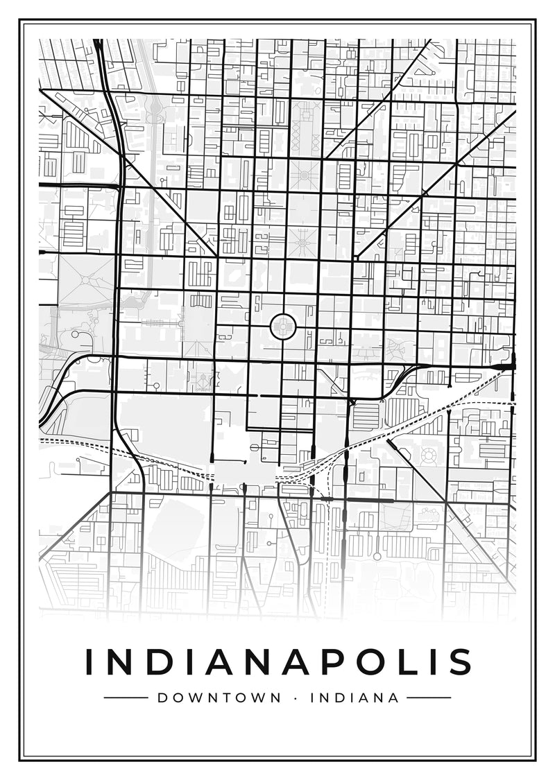 Indianapolis Downtown Street Map Poster