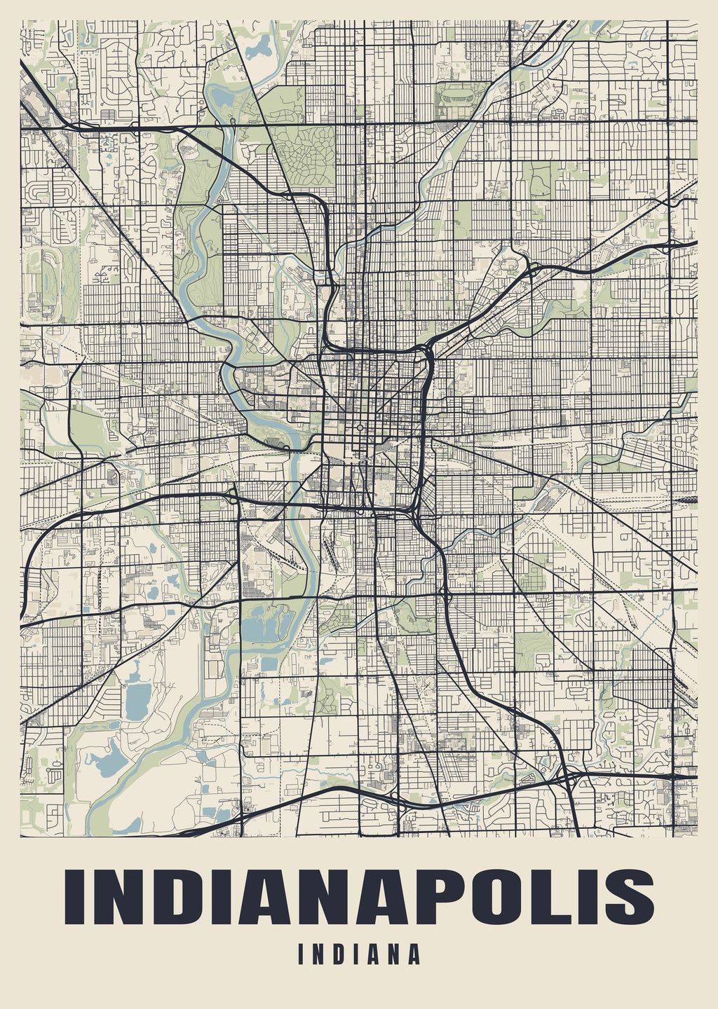 Street map poster of Indianapolis, Indiana