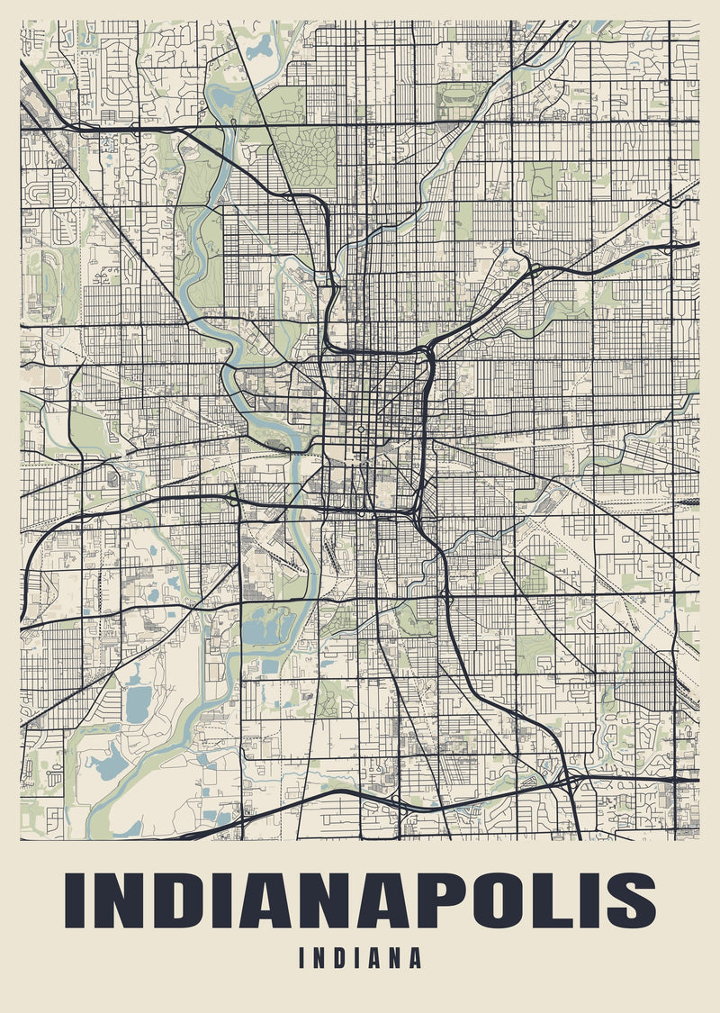 Indianapolis Street Map Poster