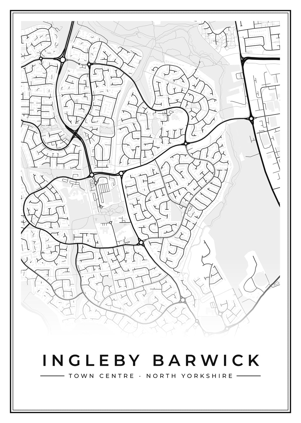 Street map poster of Ingleby Barwick town centre, North Yorkshire