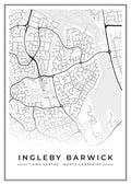 Street map poster of Ingleby Barwick town centre, North Yorkshire