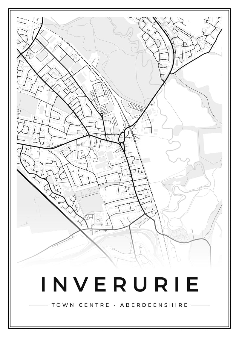 Inverurie Town Centre Street Map Poster
