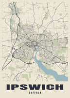 Street map poster of Ipswich, Suffolk