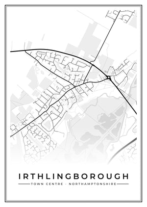 Irthlingborough Town Centre Street Map Poster