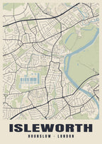 Heritage street map poster of Isleworth, Hounslow, London