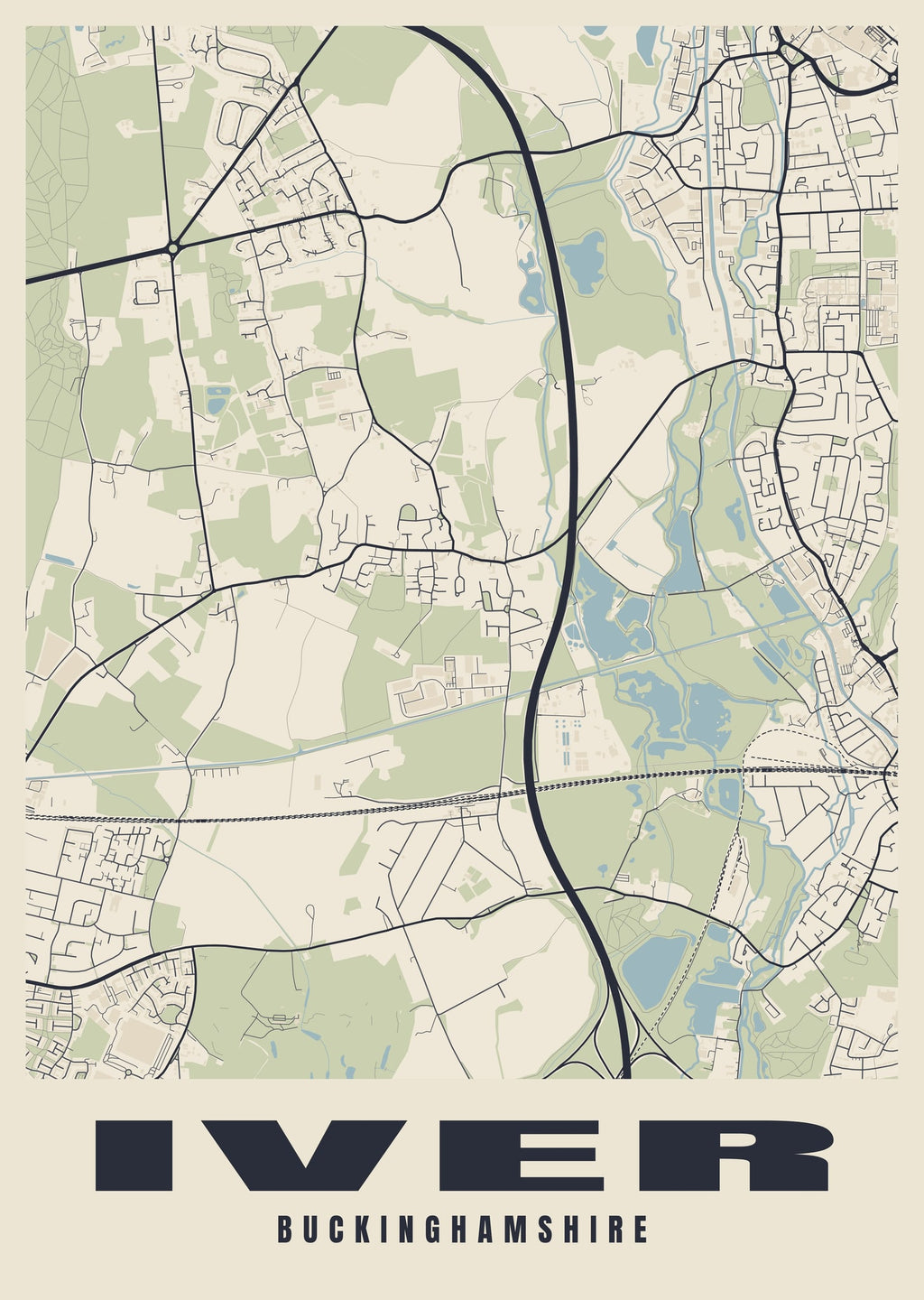 Street map poster of Iver, Buckinghamshire