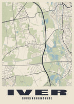 Street map poster of Iver, Buckinghamshire