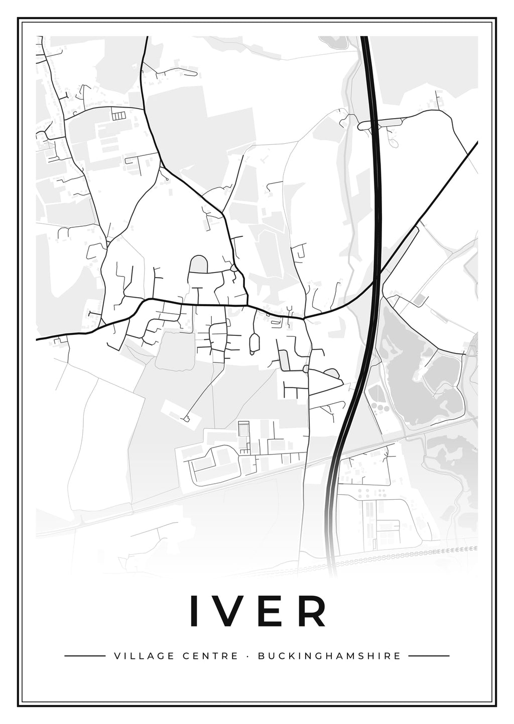 Street map poster of Iver village centre, Buckinghamshire