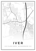 Street map poster of Iver village centre, Buckinghamshire