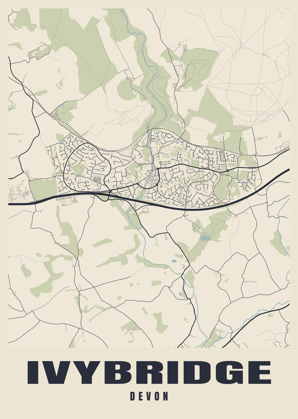 Street map poster of Ivybridge, Devon