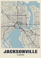 Street map poster of Jacksonville, Florida