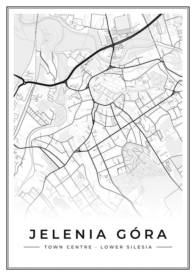 Jelenia Góra Town Centre Street Map Poster