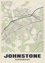 Street map poster of Johnstone, Renfrewshire