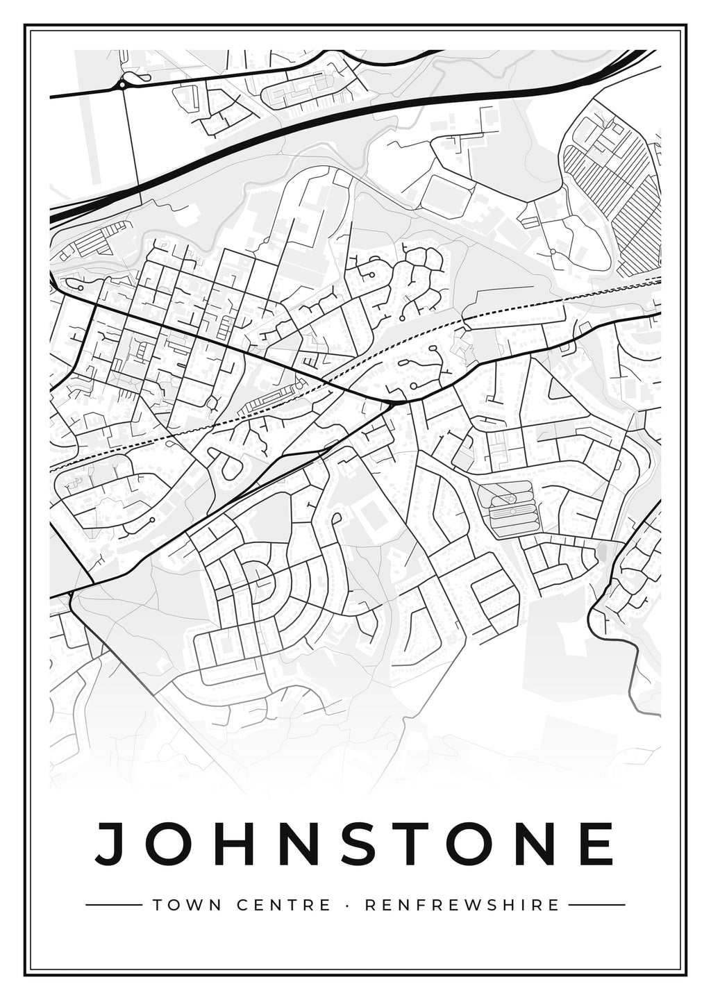 Street map poster of Johnstone town centre, Renfrewshire