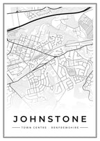 Street map poster of Johnstone town centre, Renfrewshire
