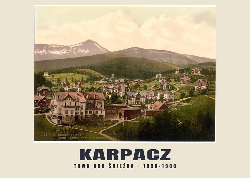 Town and Śnieżka, Karpacz — 1890–1900 · Vintage photochrom print