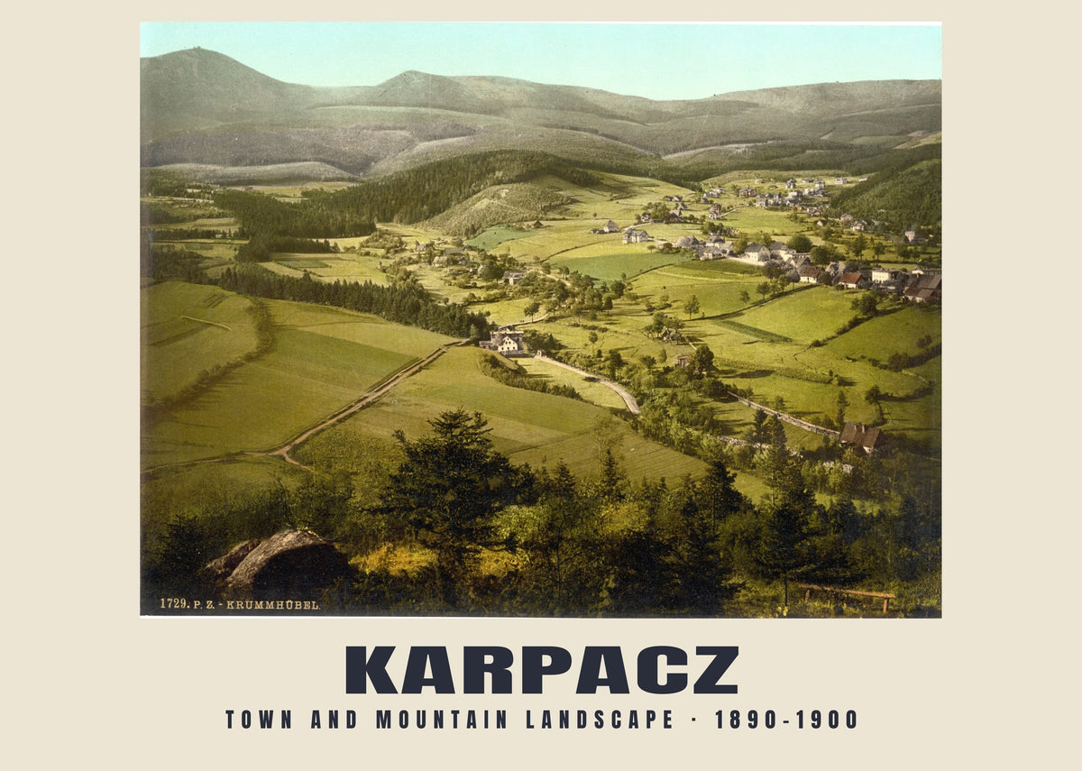 Town and mountain landscape, Karpacz, 1890–1900 heritage photograph