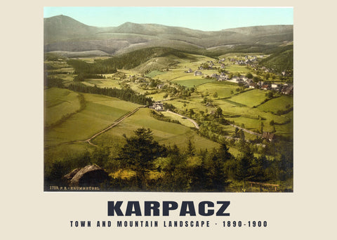 Town and mountain landscape, Karpacz — 1890–1900 · Vintage photochrom print