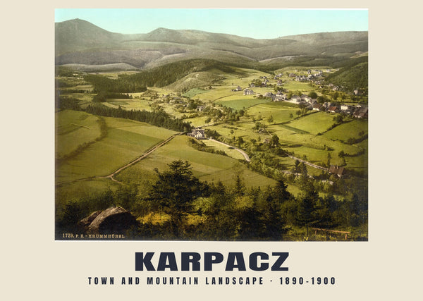 Town and mountain landscape, Karpacz — 1890–1900 · Vintage photochrom print