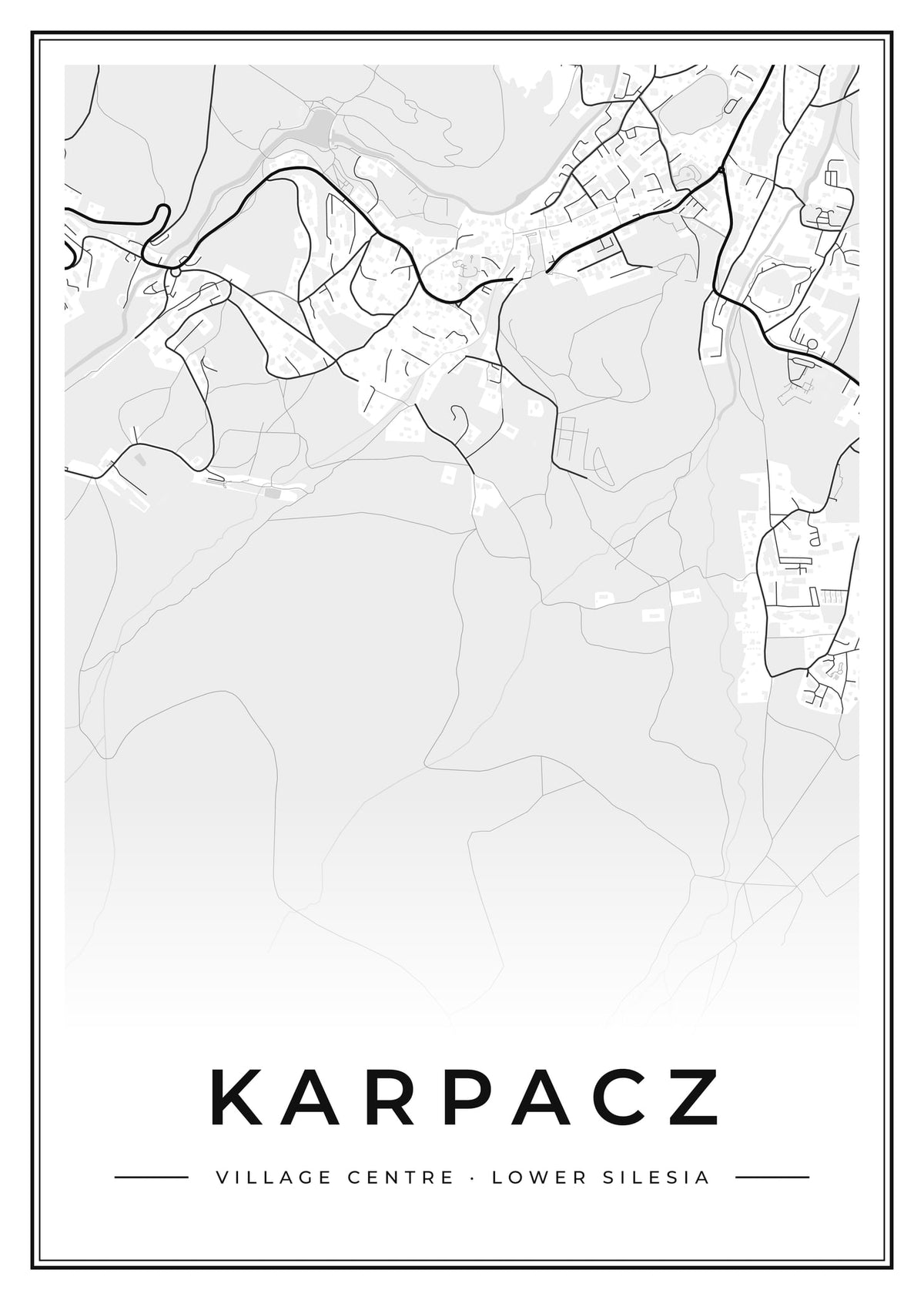 Street map poster of Karpacz village centre, Lower Silesia