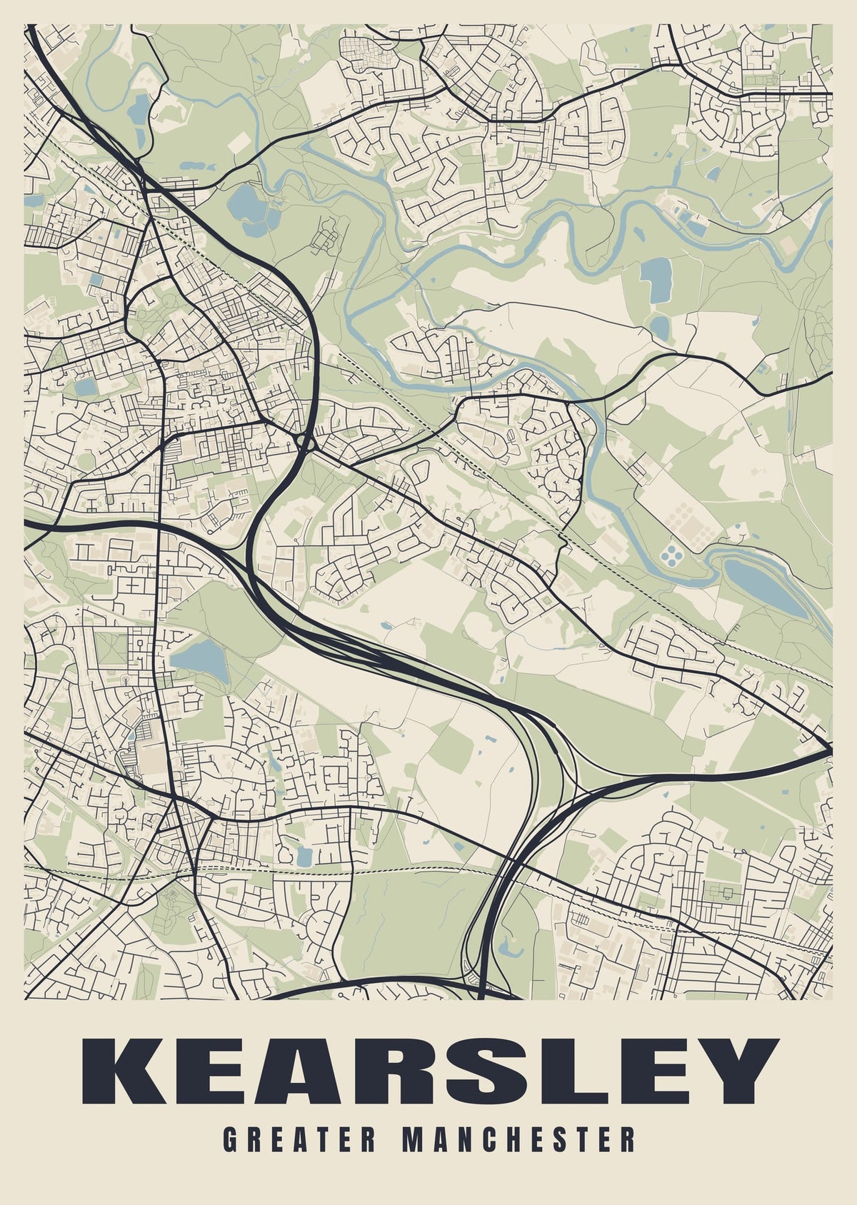 Street map poster of Kearsley, Greater Manchester
