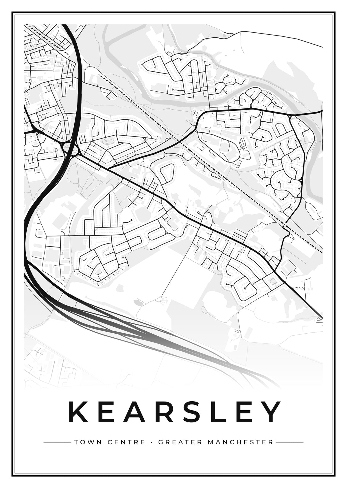 Street map poster of Kearsley town centre, Greater Manchester