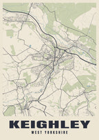 Street map poster of Keighley, West Yorkshire