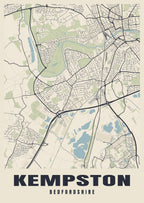 Street map poster of Kempston, Bedfordshire