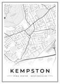 Street map poster of Kempston town centre, Bedfordshire