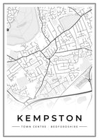 Street map poster of Kempston town centre, Bedfordshire