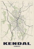 Street map poster of Kendal, Cumbria