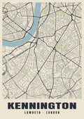 Heritage street map poster of Kennington, Lambeth, London