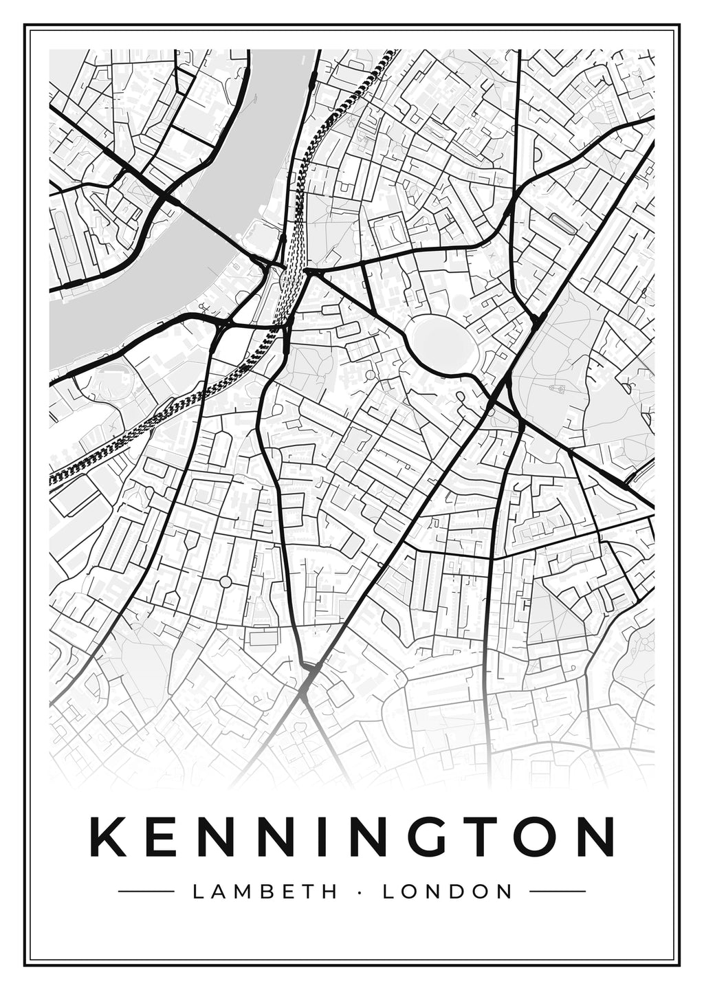 Street map poster of Kennington, Lambeth, London