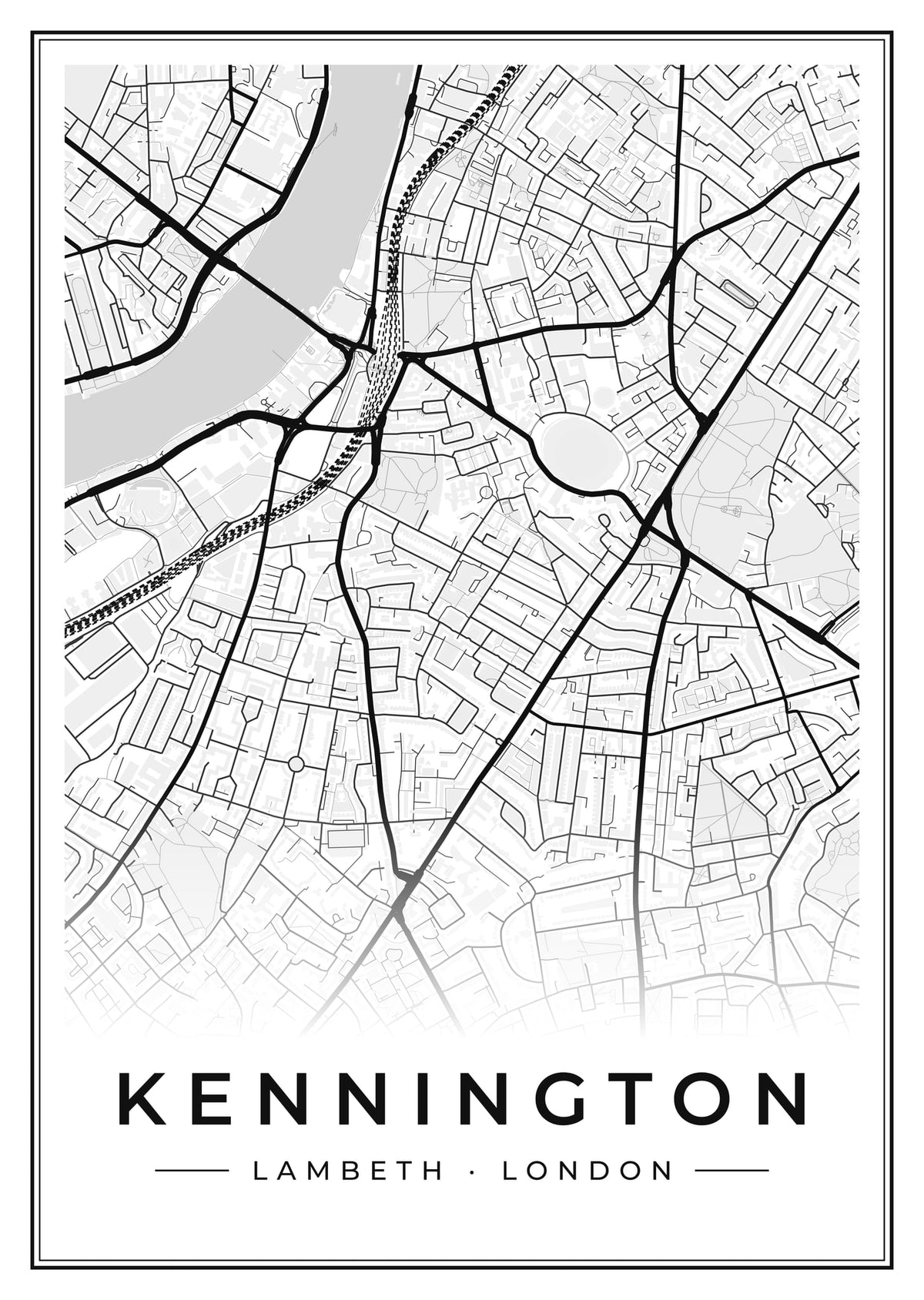 Street map poster of Kennington, Lambeth, London