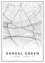 Street map poster of Kensal Green, Brent, London