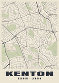 Heritage street map poster of Kenton, Harrow, London