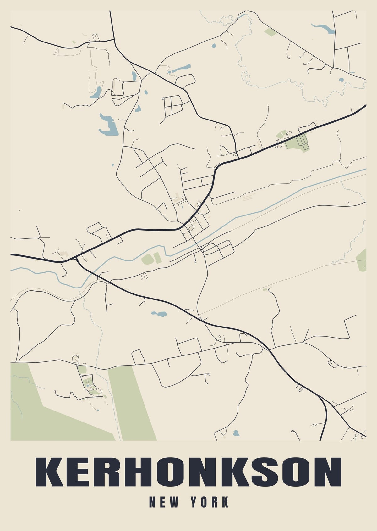 Street map poster of Kerhonkson, New York