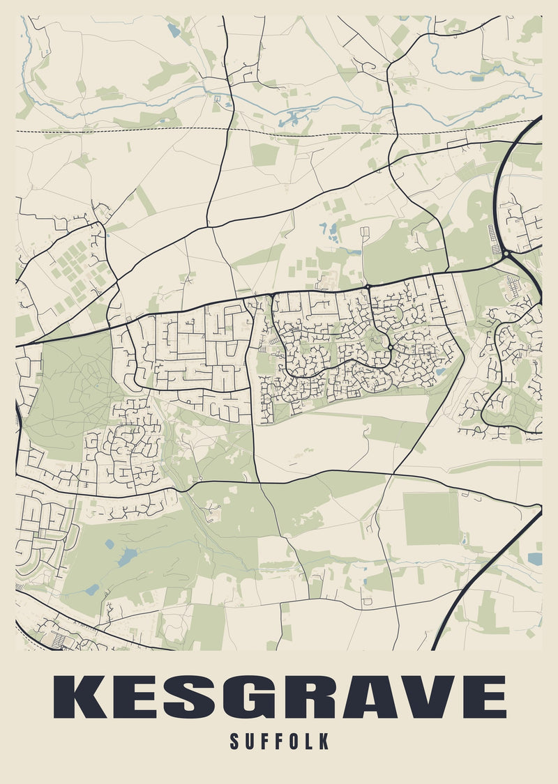 Kesgrave Street Map Poster