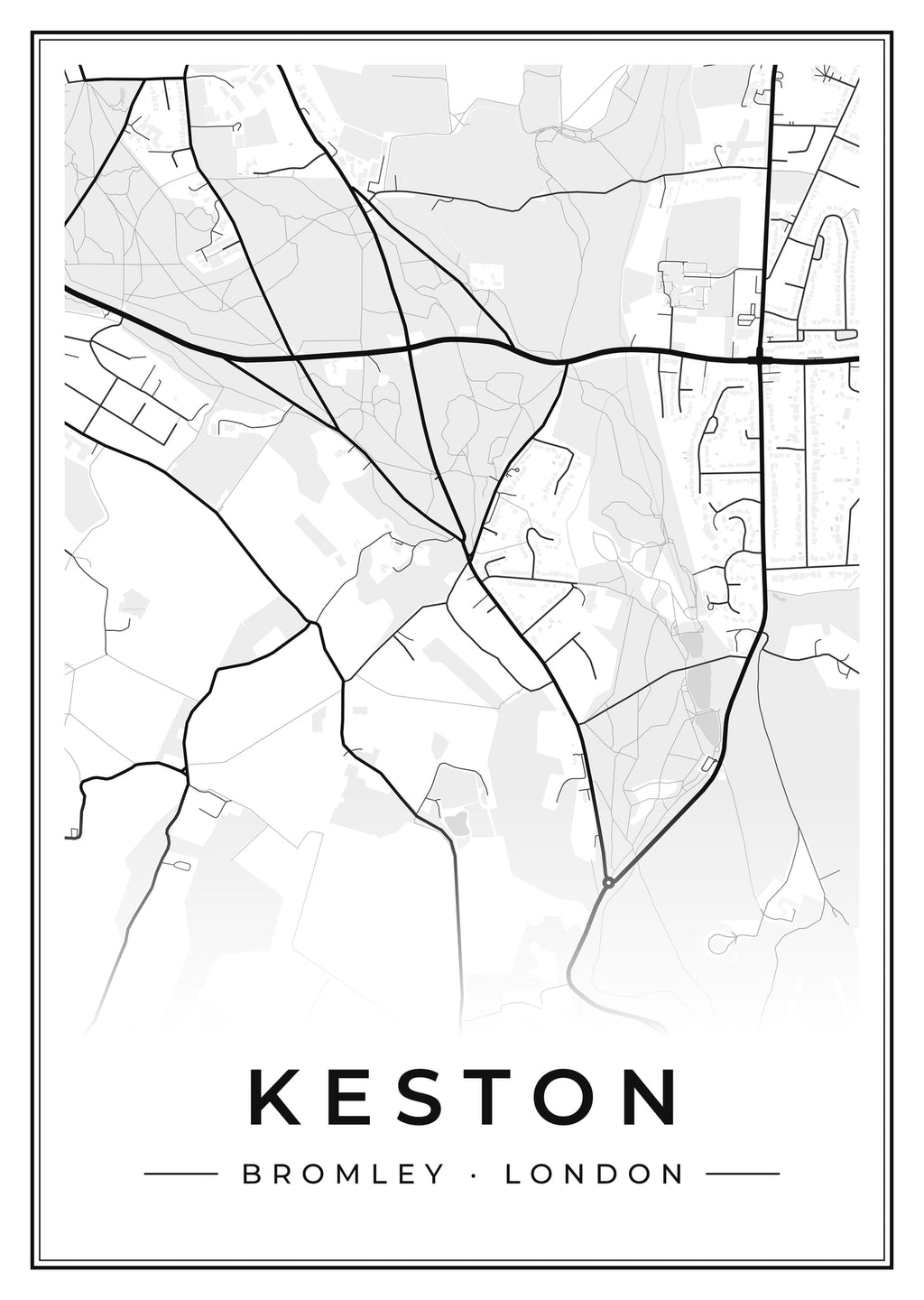Street map poster of Keston, Bromley, London