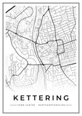 Street map poster of Kettering town centre, Northamptonshire
