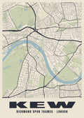 Heritage street map poster of Kew, Richmond upon Thames, London